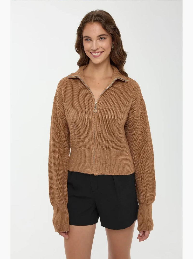 Cardigan zippé hiccup Marron - Kiabi
