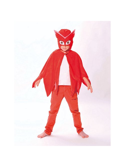 Caritan pyjamasques cape plaid  et  masque bibou rouge 3-7ans - Kiabi