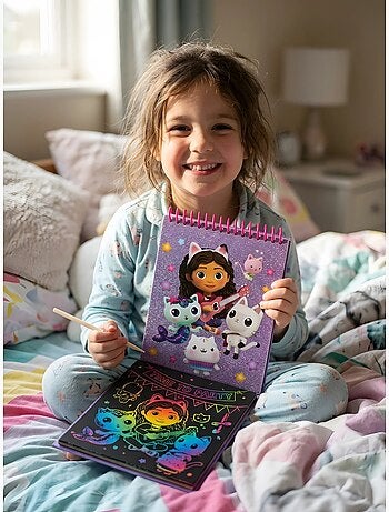 Carnet à gratter avec stylo pailleté gabby et la maison magique dreamworks