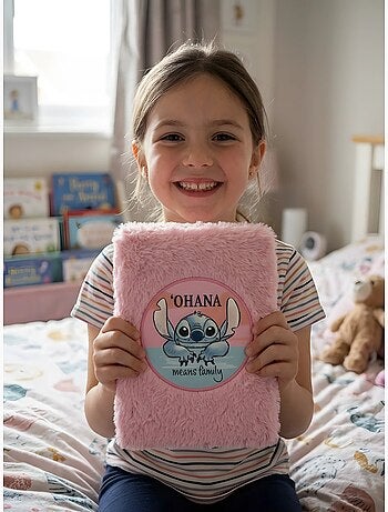 Carnet a5 couverture peluche rose stitch disney