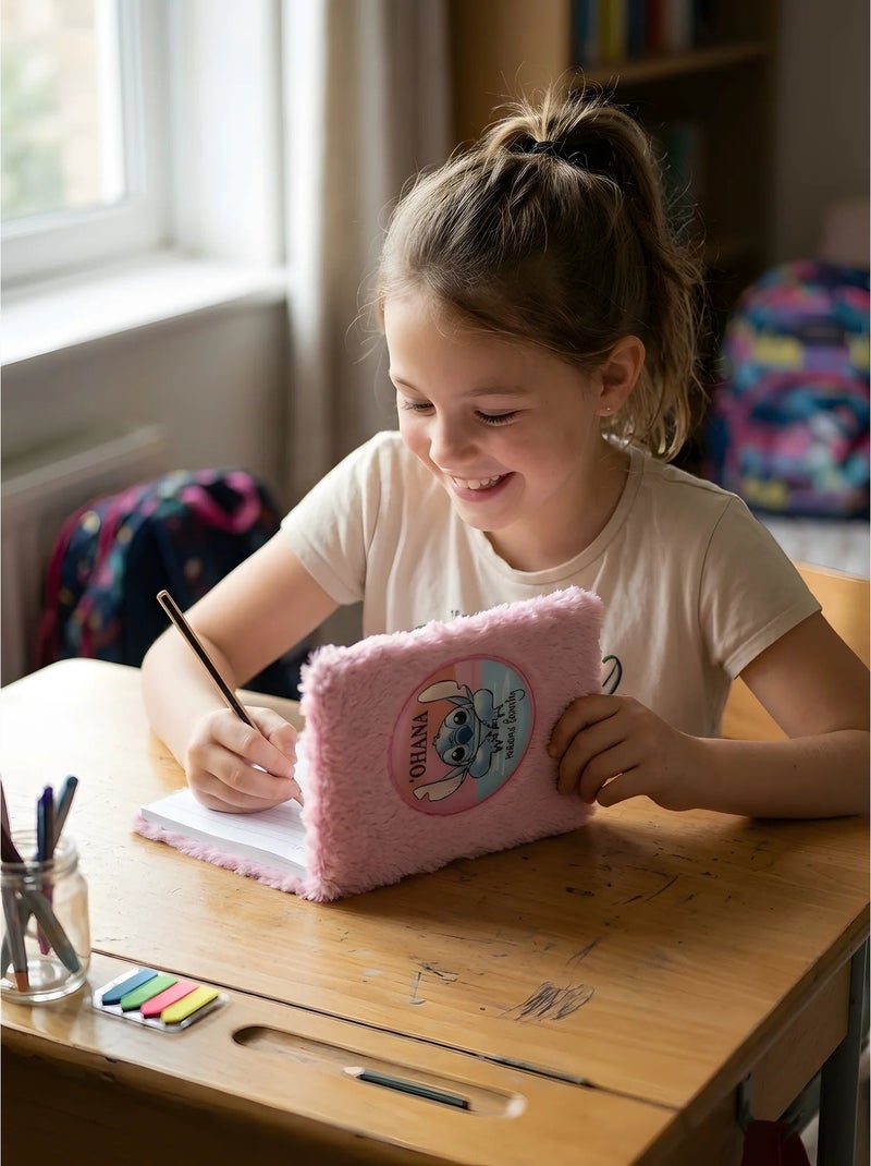 Carnet a5 couverture peluche rose stitch disney Rose - Kiabi
