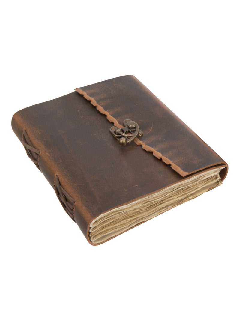 Carnet vintage avec une couverture en cuir brun Marron - Kiabi