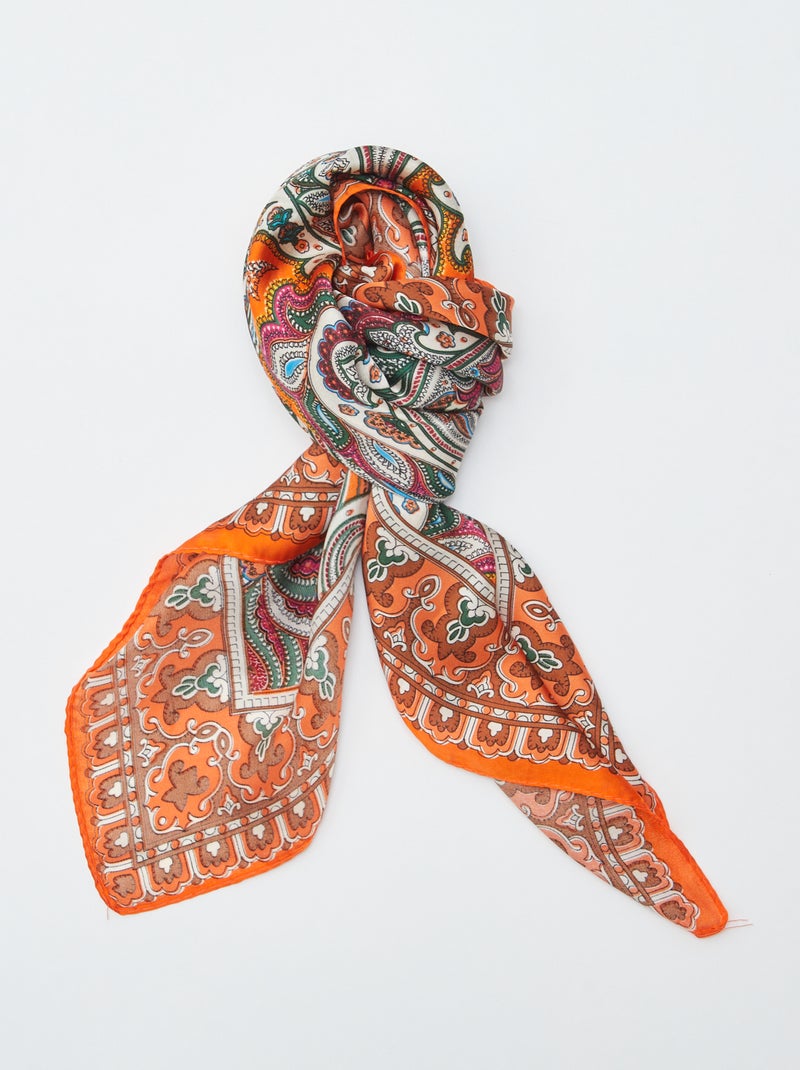 Carré de foulard imprimé Orange - Kiabi