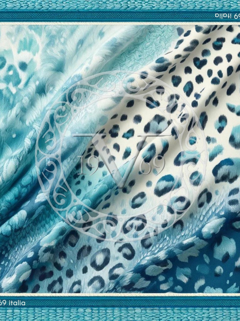 Carré de soie Grand Blue Tiger Bleu - Kiabi