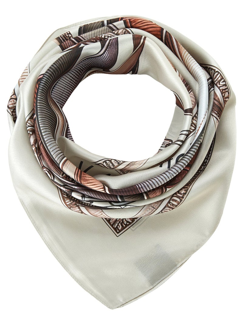 Carré de soie Grand MultiBelts Marron - Kiabi