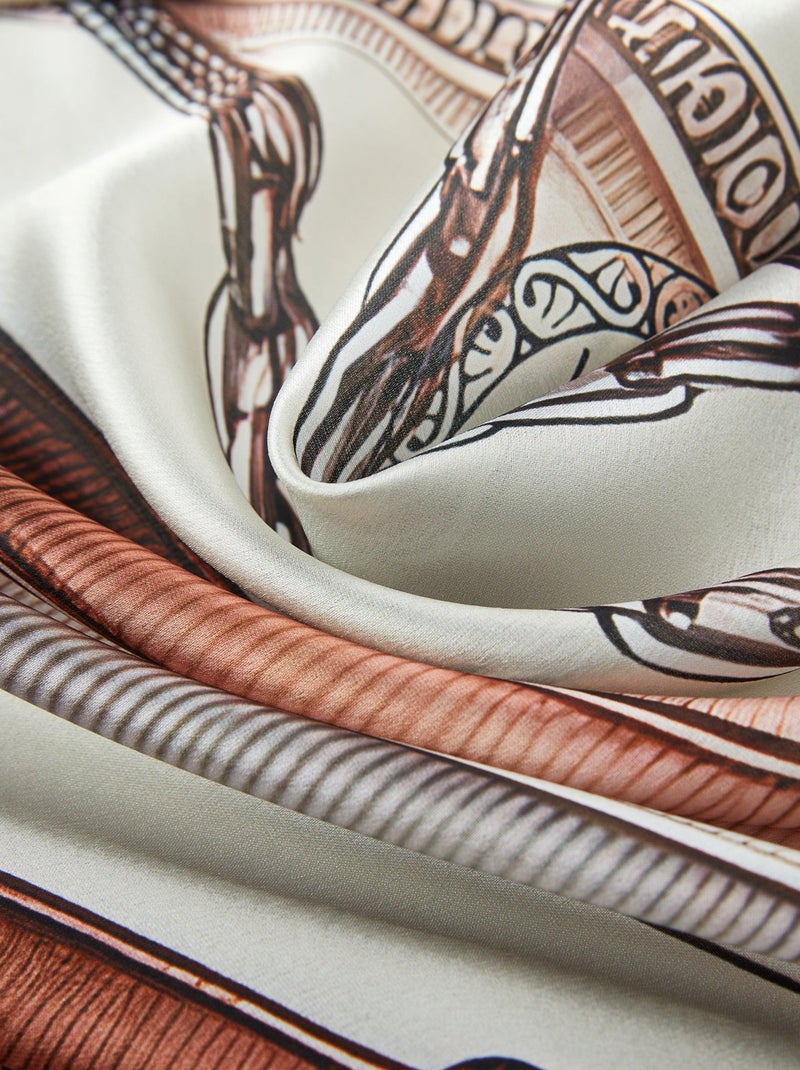 Carré de soie Grand MultiBelts Marron - Kiabi