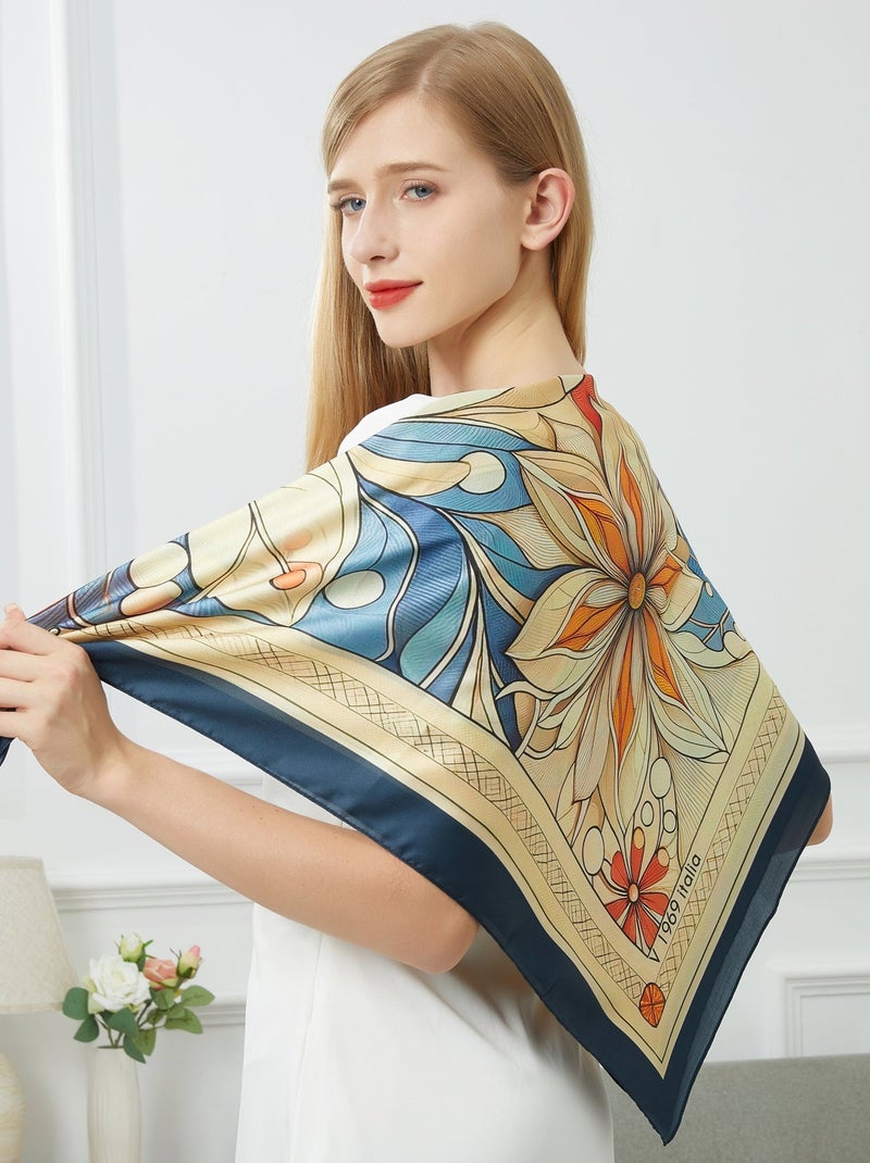 Carré de soie Grand Mystic Flowers Multicolore - Kiabi