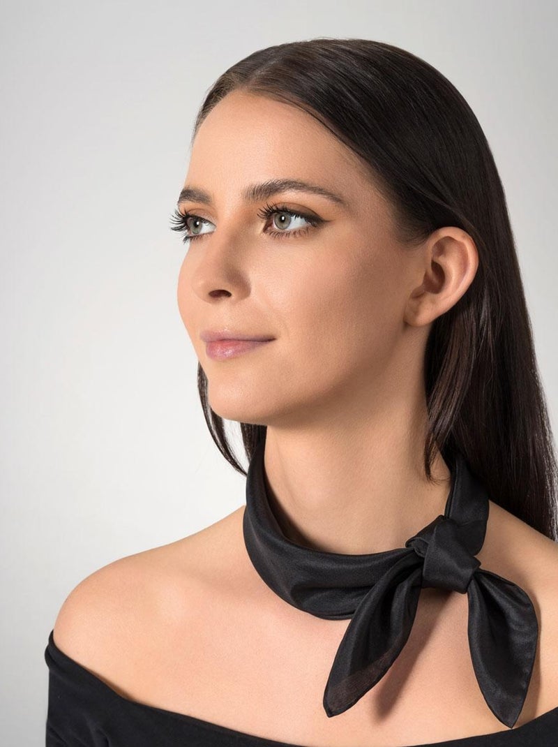 Carré de soie Habutai Uni Noir - Kiabi