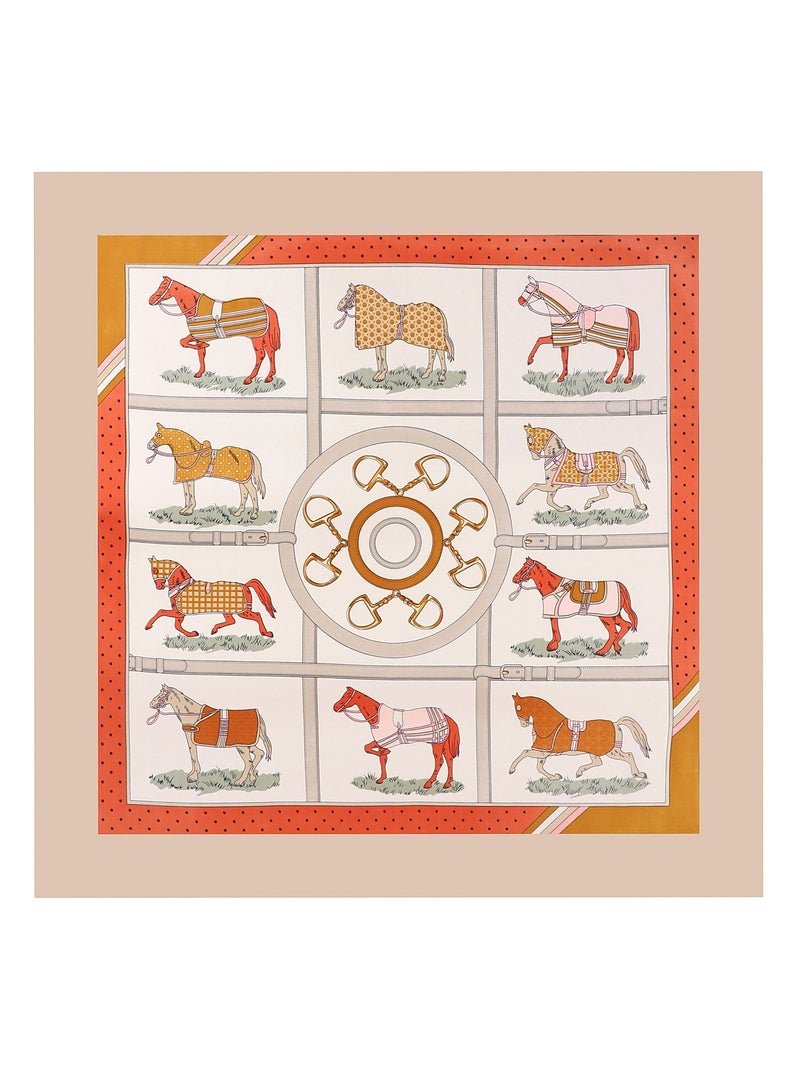 Carré de Soie HORSE Beige - Kiabi