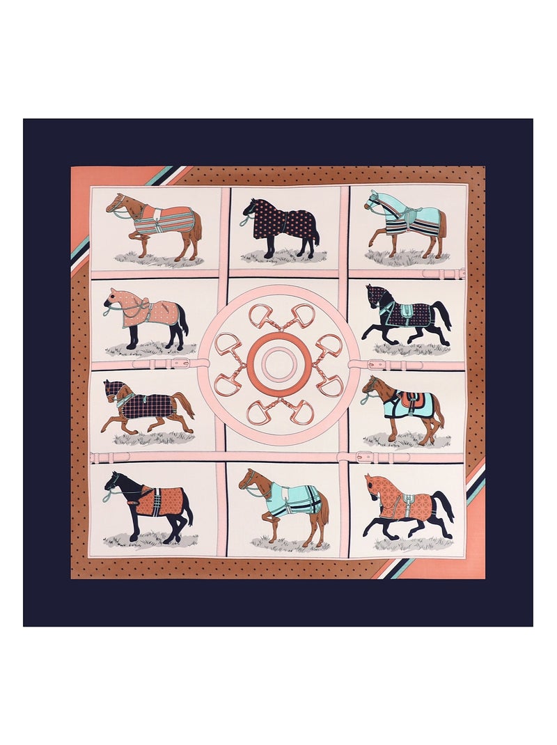 Carré de Soie HORSE Bleu - Kiabi