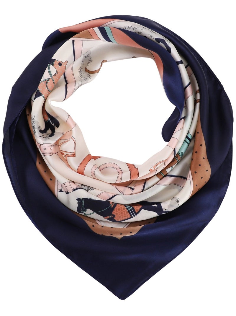 Carré de Soie HORSE Bleu - Kiabi