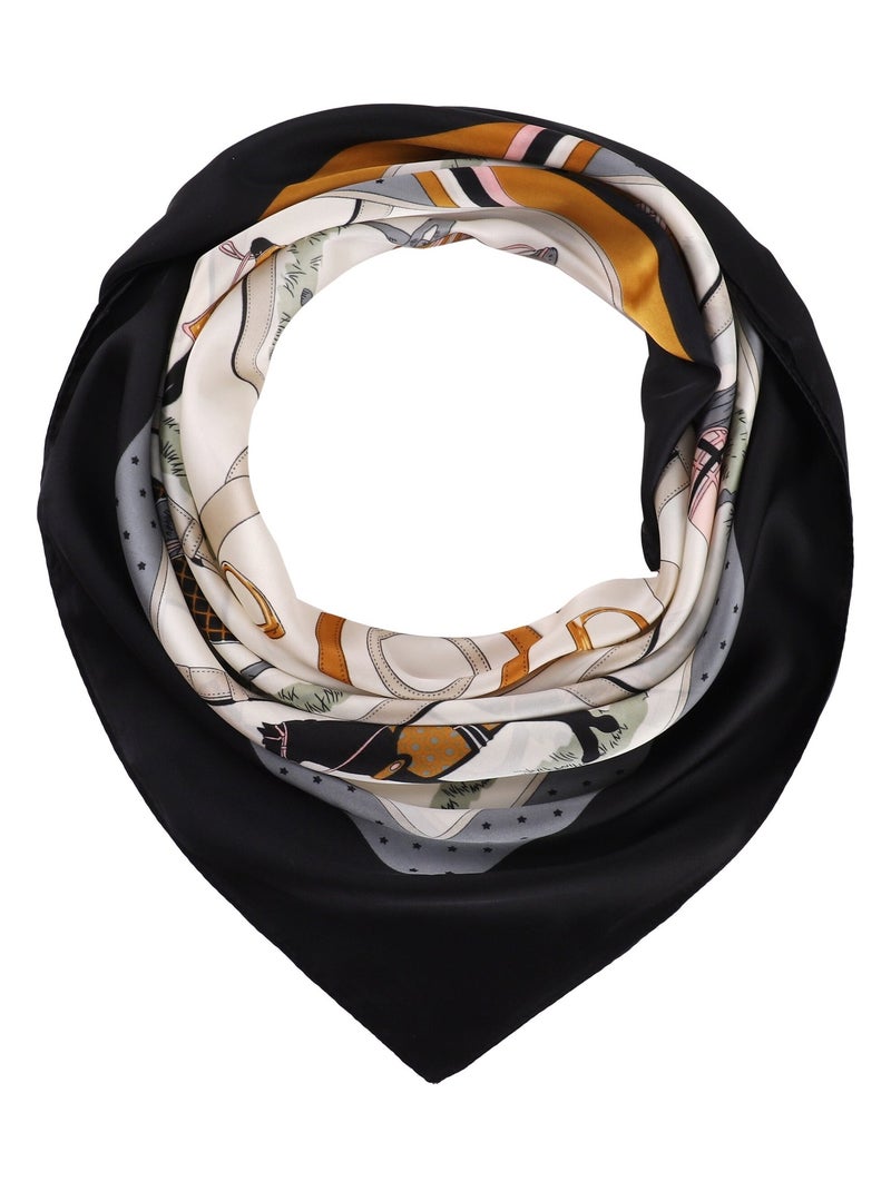 Carré de Soie HORSE Noir - Kiabi