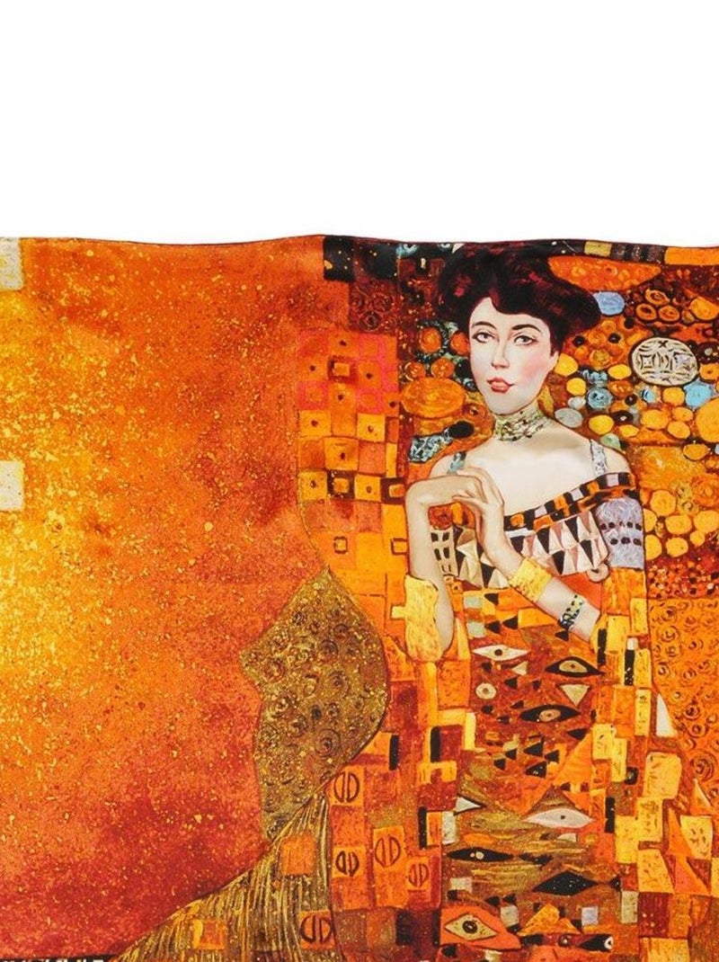 Carré de soie Klimt "Portrait d'Adèle" Orange - Kiabi
