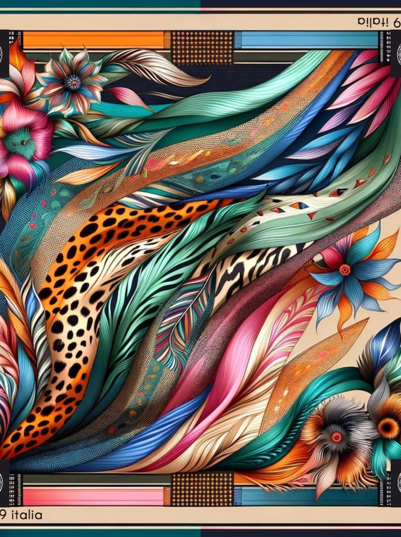 Carré de soie Leo Feather Multicolore - Kiabi