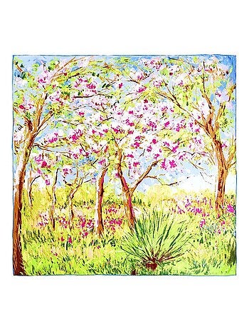 Carré de soie Monet "Arbres en Fleurs