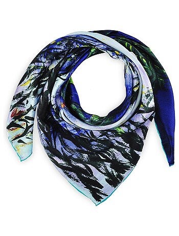 Carré de soie Monet "Nymphéas bleus et saules
