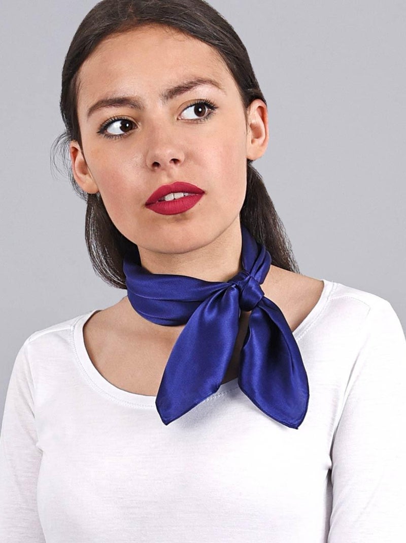 Carré de soie Piccolo uni Bleu marine - Kiabi
