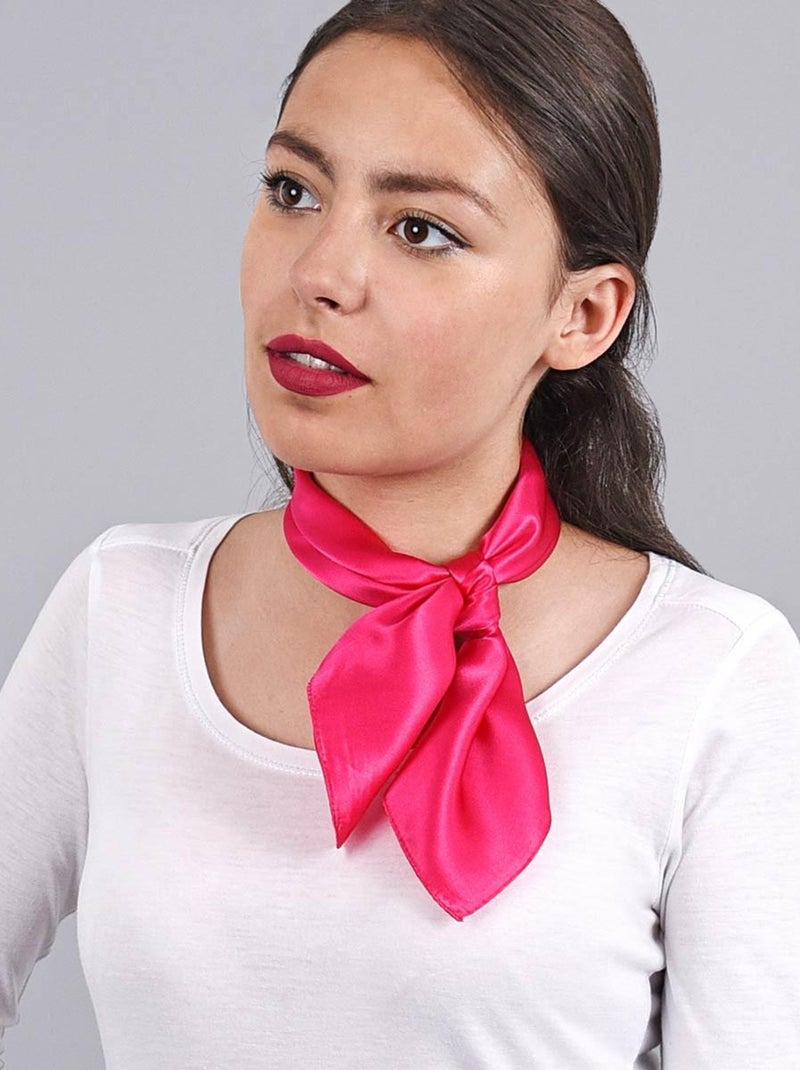 Carré de soie Piccolo uni Rose fushia - Kiabi