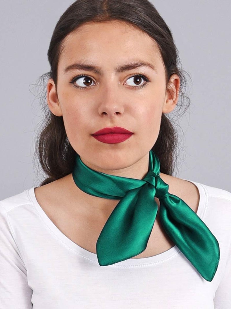 Carré de soie Piccolo uni Vert bouteille - Kiabi