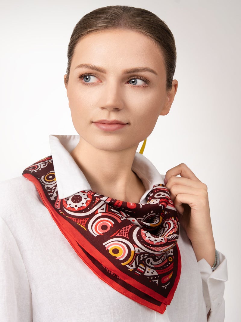 Carré de soie Prémium Arkane - 65 x 65 cm Rouge - Kiabi