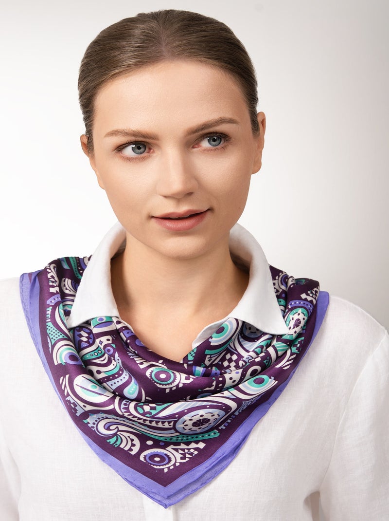 Carré de soie Prémium Arkane - 65 x 65 cm Violet - Kiabi