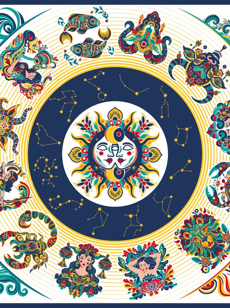 Carré de soie Prémium Astro - 65 x 65 cm Bleu - Kiabi