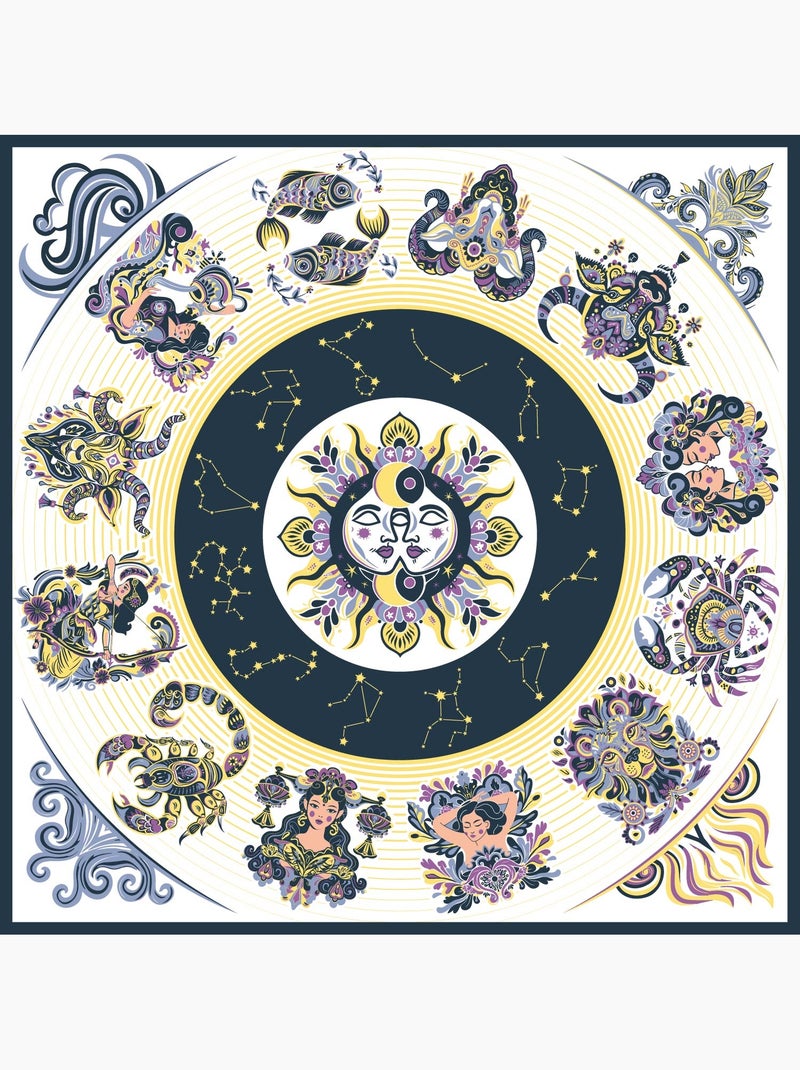 Carré de soie Prémium Astro - 65 x 65 cm Bleu marine - Kiabi