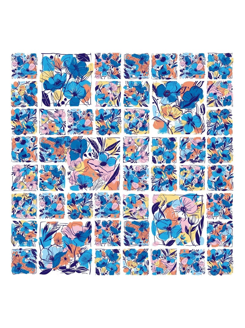 Carré de soie Prémium DamiFlor - 65 x 65 cm Bleu - Kiabi