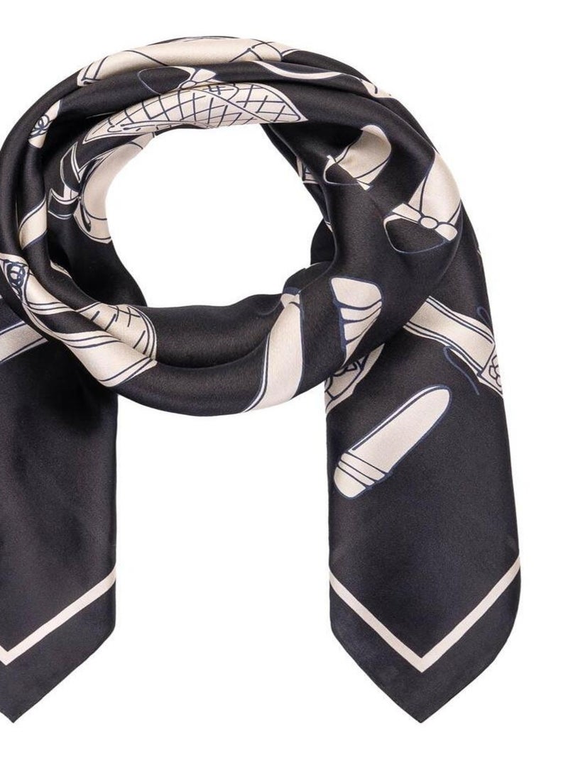Carré de soie Premium Fashionista Noir - Kiabi