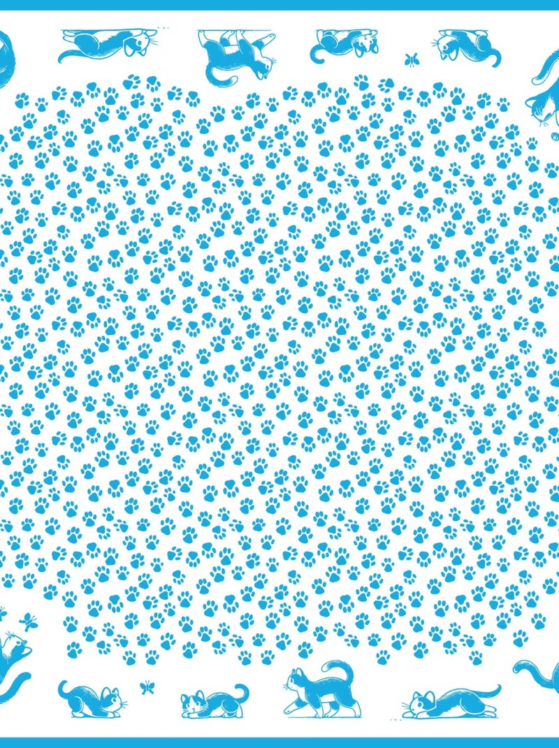 Carré de Soie Prémium Funny Cats - 65 x 65 cm Bleu - Kiabi