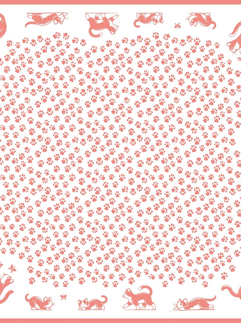 Carré de Soie Prémium Funny Cats - 65 x 65 cm Orange corail - Kiabi