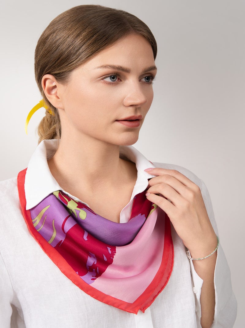Carré de soie Prémium Iris- 65 x 65 cm Violet - Kiabi