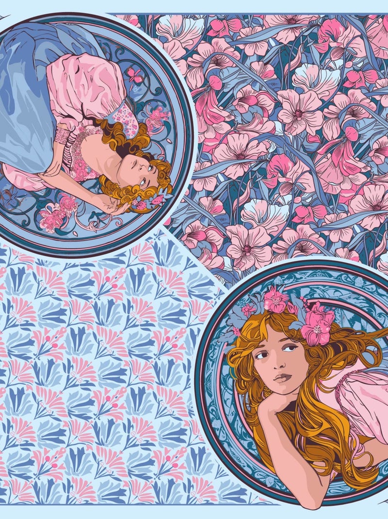 Carré de Soie Prémium Mucha - 100 x 100 cm Bleu - Kiabi