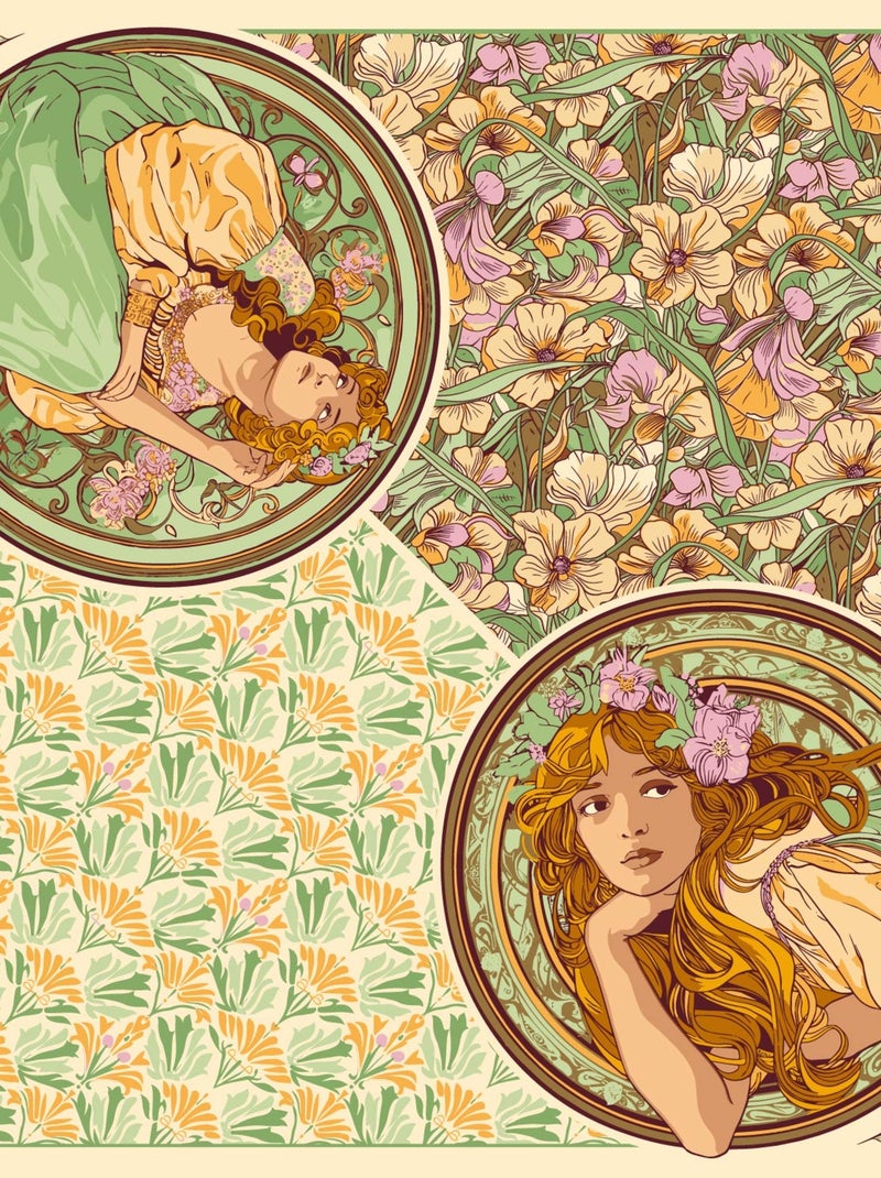 Carré de Soie Prémium Mucha - 100 x 100 cm Vert - Kiabi