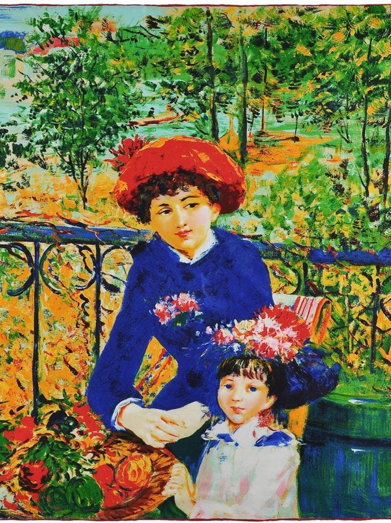 Carré de soie Renoir "Sur la terrasse" Multicolore - Kiabi