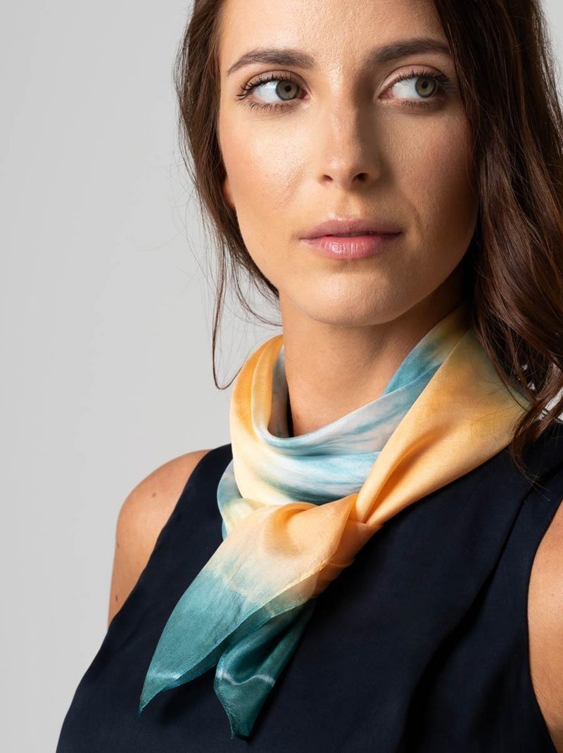 Carré de Soie Tie Dye Diem - Artisanat VietNam Vert jade - Kiabi