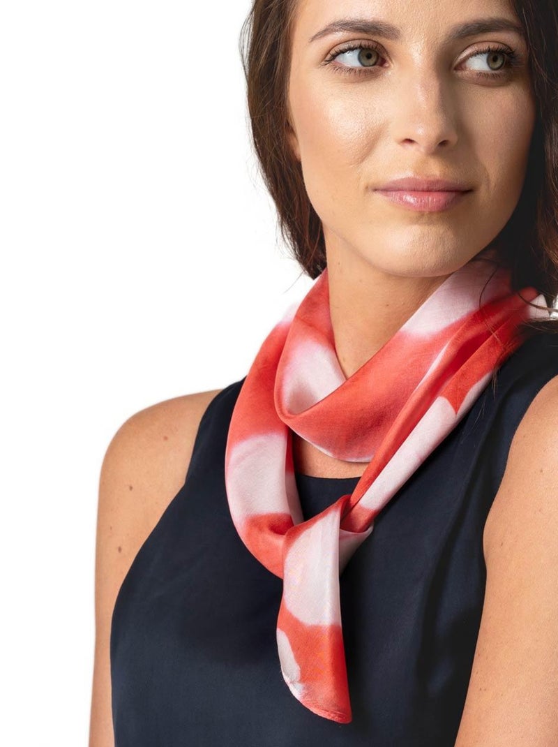 Carré de Soie Tie Dye Kinchi - Artisanat VietNam Rouge - Kiabi