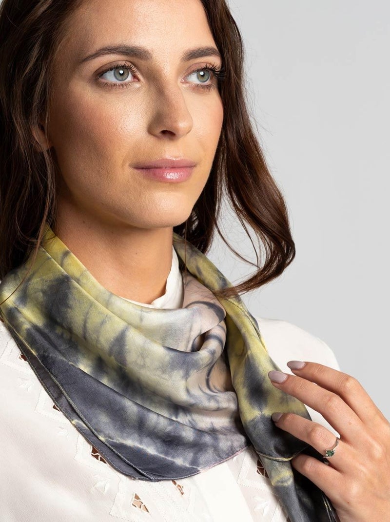Carré de Soie Tie Dye May - Artisanat VietNam Gris - Kiabi