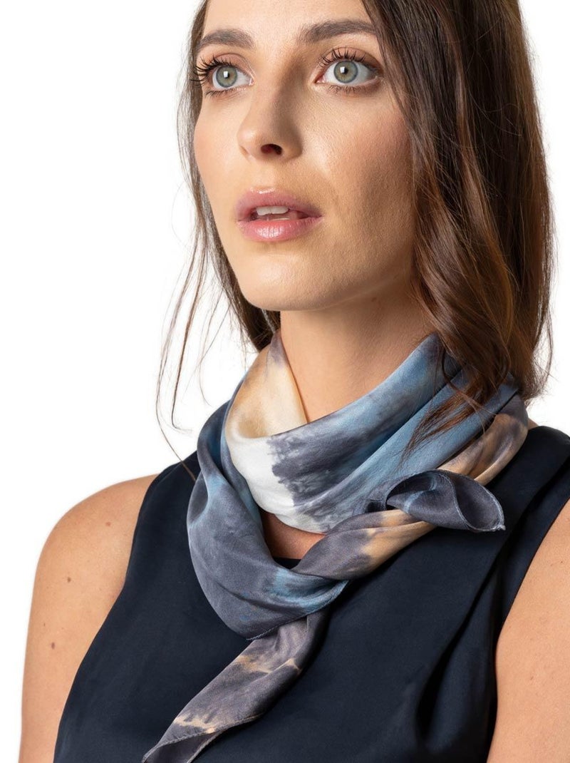 Carré de Soie Tie Dye Tao - Artisanat VietNam Bleu - Kiabi