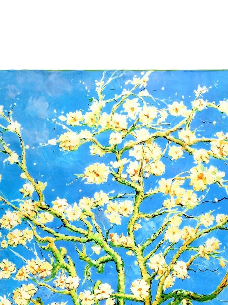 Carré de soie Van Gogh "Amandiers en fleurs" Bleu - Kiabi