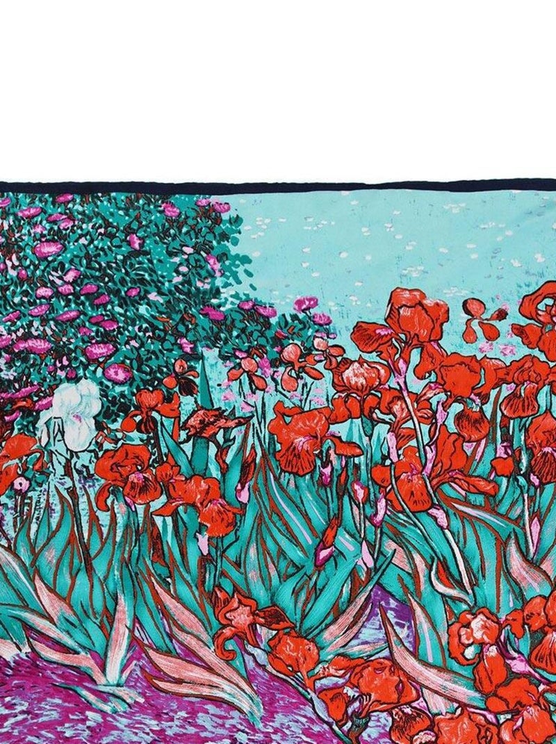 Carré de soie Van Gogh "Iris" Rouge - Kiabi
