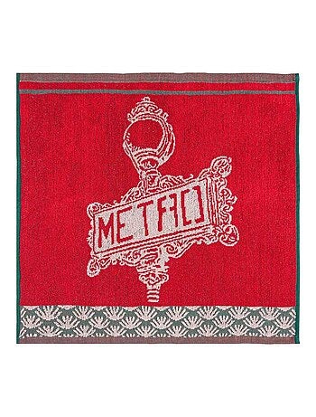 Carré éponge en jacquard de coton imprimé, MÉTRO