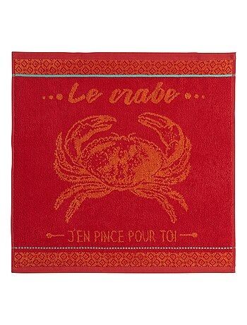 Carré éponge en jacquard pur coton, CRABE