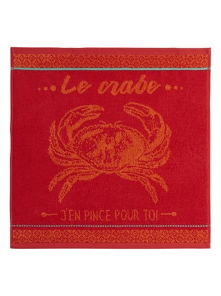 Carré éponge en jacquard pur coton, CRABE