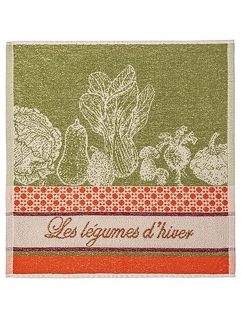 Carré éponge en jacquard pur coton, LÉGUMES D'HIVER