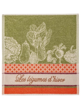 Carré éponge en jacquard pur coton, LÉGUMLES D'HIVER