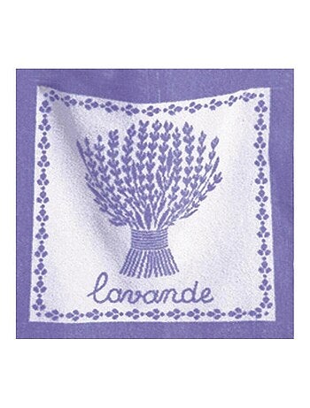 Carré éponge imprimé en coton, LAVANDE