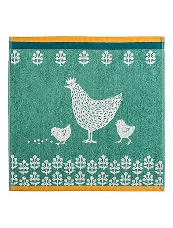 Carré éponge imprimé en jacquard de coton, COCOTTE