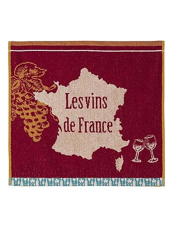 Carré éponge imprimé en jacquard de coton, VINS DE FRANCE