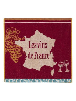 Carré éponge imprimé en jacquard de coton, VINS DE FRANCE